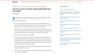How to create a website with membership and user login - Quora