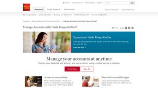 Manage Accounts with Wells Fargo Online®