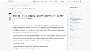 How do I create a login page with Dreamweaver C... | Adobe ...