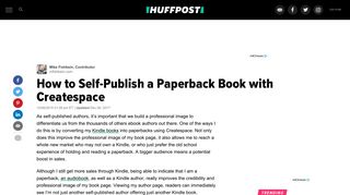 How to Self-Publish a Paperback Book with Createspace | HuffPost