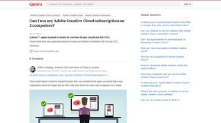 Can I use my Adobe Creative Cloud subscription on 2 computers? - Quora