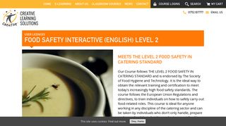 Creative Learning Solutions' Food Safety Certificate Level 2