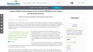 Creative Mobile Technologies to Use TomTom BRIDGE in Taxi Fleets ...