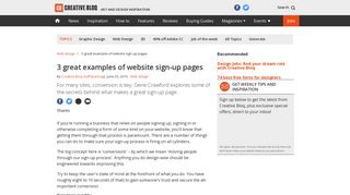 3 great examples of website sign-up pages | Creative Bloq