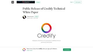 Public Release of Credify Technical White Paper – credify – Medium