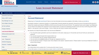 Loan Account Statement | Customer Service HDFC Credila