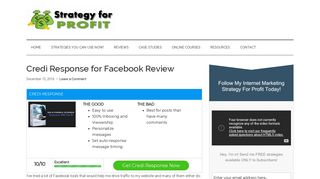 Credi Response for Facebook Intenet Marketing Review