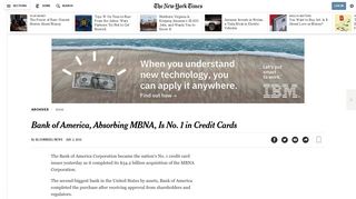 Bank of America, Absorbing MBNA, Is No. 1 in Credit Cards - The New ...