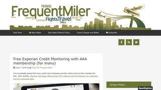 Free Experian Credit Monitoring with AAA membership (for many)