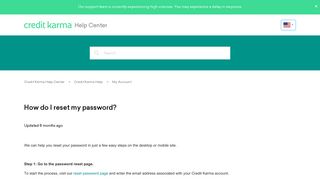 How do I reset my password? – Credit Karma Help Center