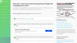 Creditkarma.com How-To: How do I reset my email and password login ...