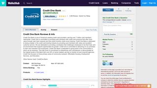 Credit One Bank Reviews: 8,361 User Ratings - WalletHub