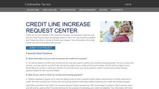 Credit Card Account Access - Credit Line Increase Request Center