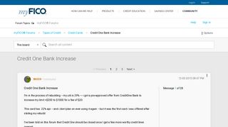 Credit One Bank Increase - myFICO® Forums - 4357714