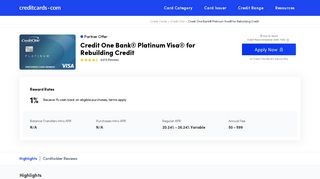 Credit One Bank® Platinum Visa® - Apply Online - CreditCards.com