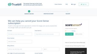 Cancel Score Sense - Truebill