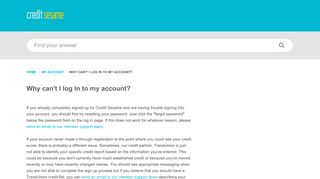 Credit Sesame | Why can't I log In to my account?