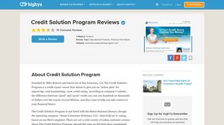 Credit Solution Program Reviews - Is it a Scam or Legit? - HighYa