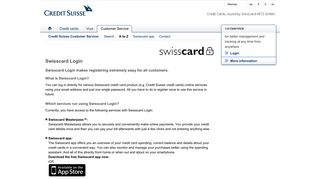 Online services - Customer Service | Credit Suisse credit cards