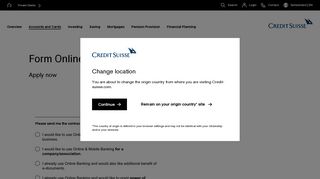 Form Online & Mobile Banking - Credit Suisse
