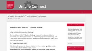 Credit Suisse HOLT Valuation Challenge! - UniLife Connect