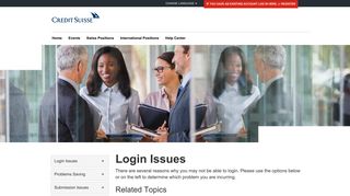 Login Issues - Credit Suisse