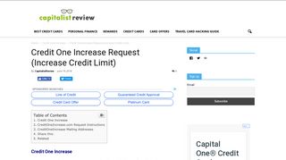 Credit One Increase Request (Increase Credit Limit) - CapitalistReview