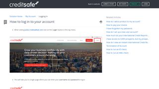 How to log in to your account : Creditsafe Master