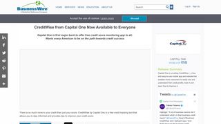 CreditWise from Capital One Now Available to Everyone | Business Wire