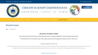 Parent's Corner – Crescent Academy Charter School