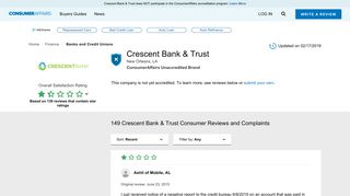 Top 148 Reviews and Complaints about Crescent Bank & Trust | Page 3