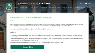 Crescent School | AN INTRODUCTION TO THE GREEN ROOM