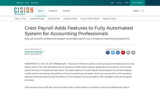 Crest Payroll Adds Features to Fully Automated System for Accounting ...