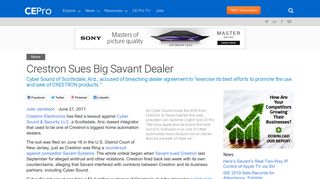 Crestron Sues Big Savant Dealer - CE Pro