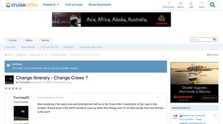 Change Itinerary - Change Crews ? - Princess Cruises - Cruise Critic ...