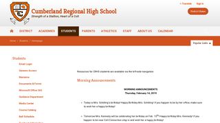 Students / Homepage - Cumberland Regional High School