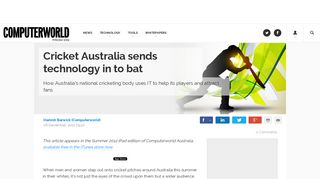 Cricket Australia sends technology in to bat - Computerworld