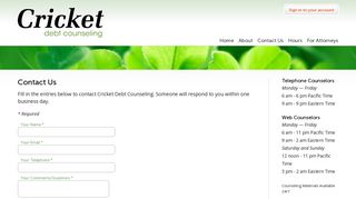 Contact Us - Cricket Debt Counseling