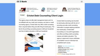 Cricket Debt Counseling Client Login - CC Bank