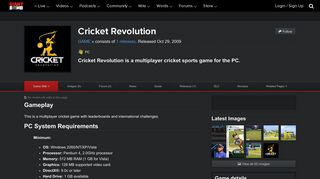 cricket revolution system requirements