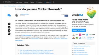 How do you use Cricket Rewards? | WhistleOut