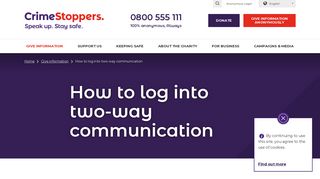 Hw to log into two-way communication | Crimestoppers