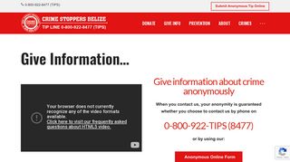 Crime Stoppers Belize - Give Information