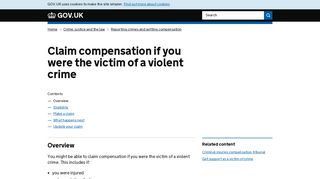 Claim compensation if you were the victim of a violent crime - GOV.UK