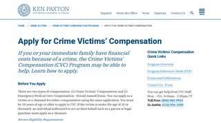 Apply for Crime Victims' Compensation | Office of the Attorney General