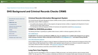 CRIMS and LTCR - Oregon.gov
