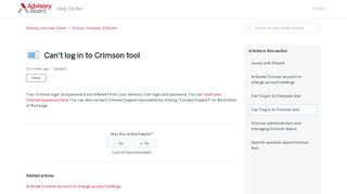 Can't log in to Crimson tool – Advisory.com Help Center
