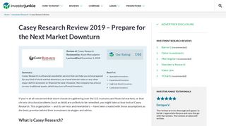 Casey Research Review 2019 | Prepare for the Next Downturn