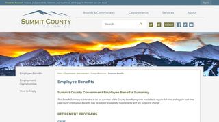 Employee Benefits | Summit County, CO - Official Website