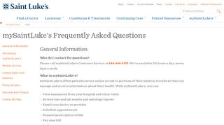 mySaintLuke's Frequently Asked Questions | Saint Luke's Health System